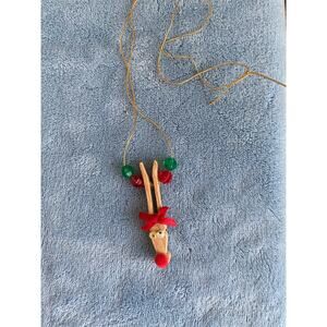 Vintage Handmade Holiday / Christmas Rudolph Necklace